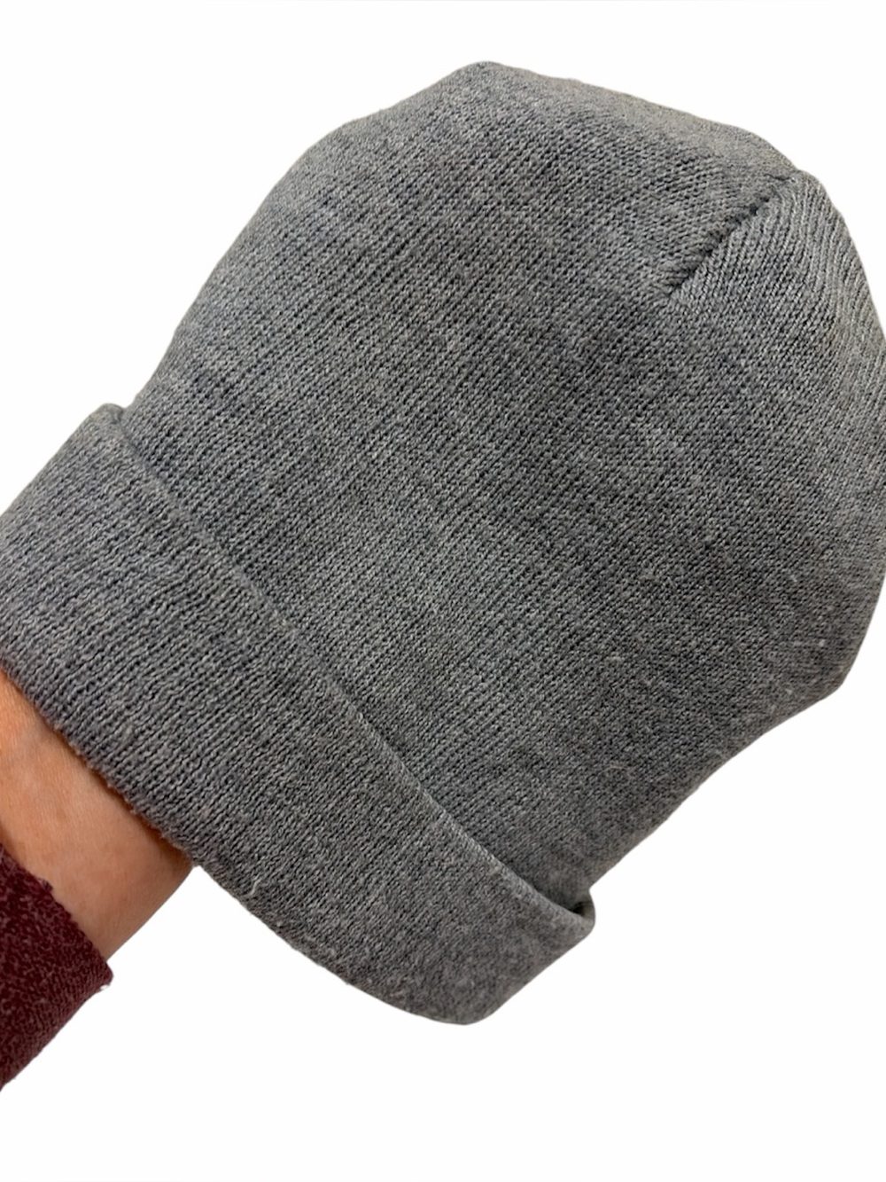 Gray Knit Cuffed Beanie Hat